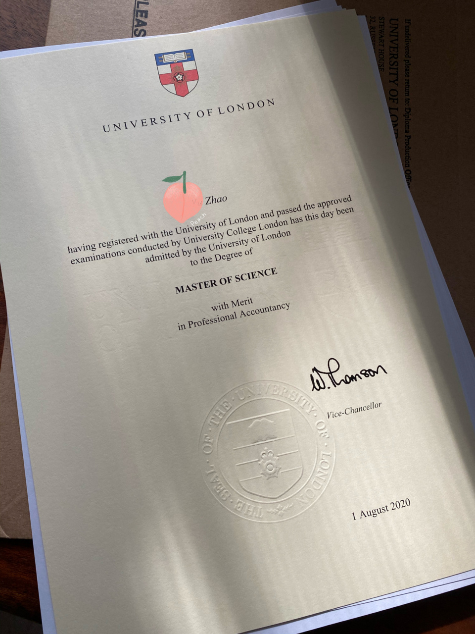 acca|伦敦大学硕士项目,收到学位证了!