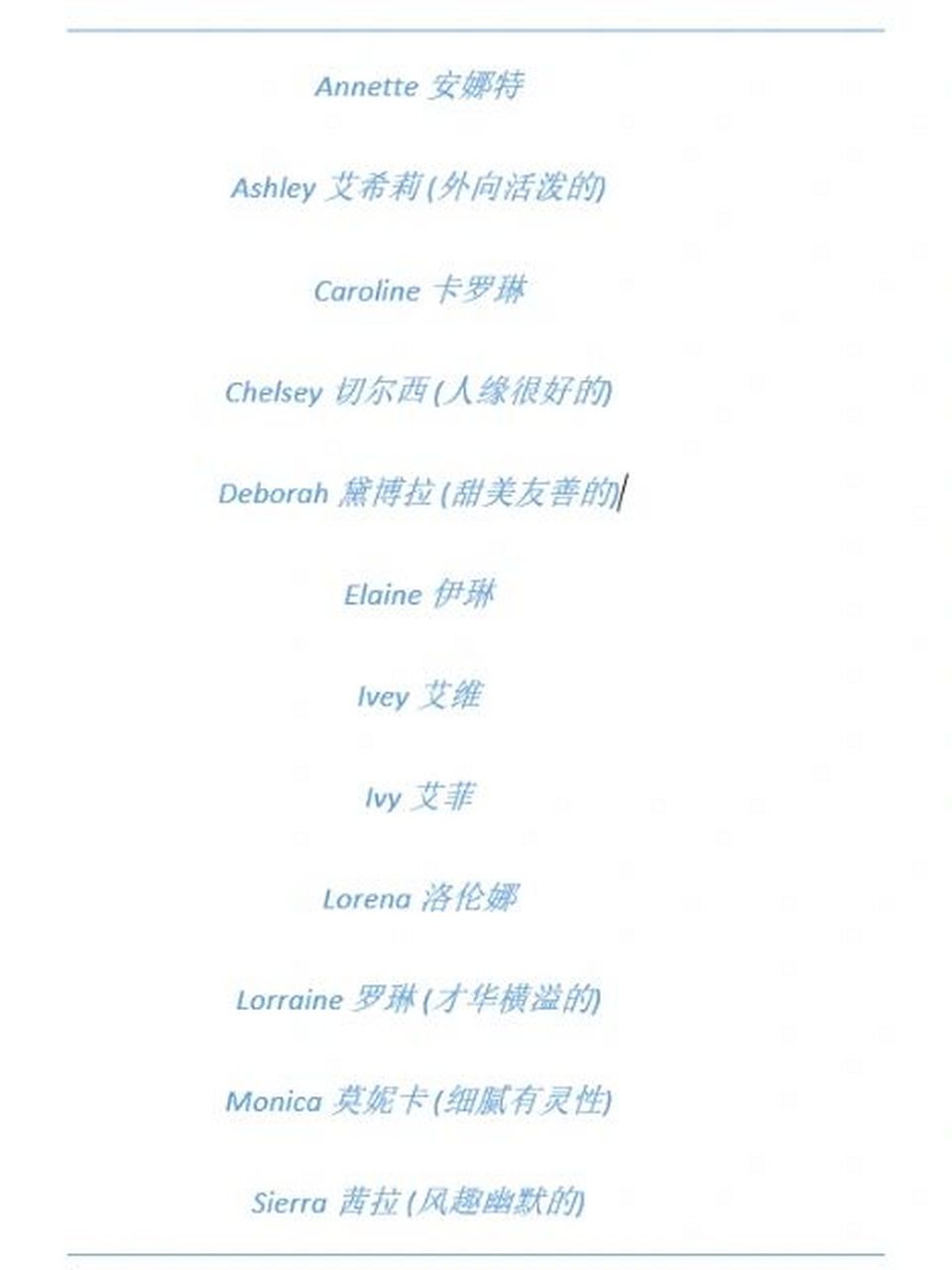 选一个适合七年级女生的英文名