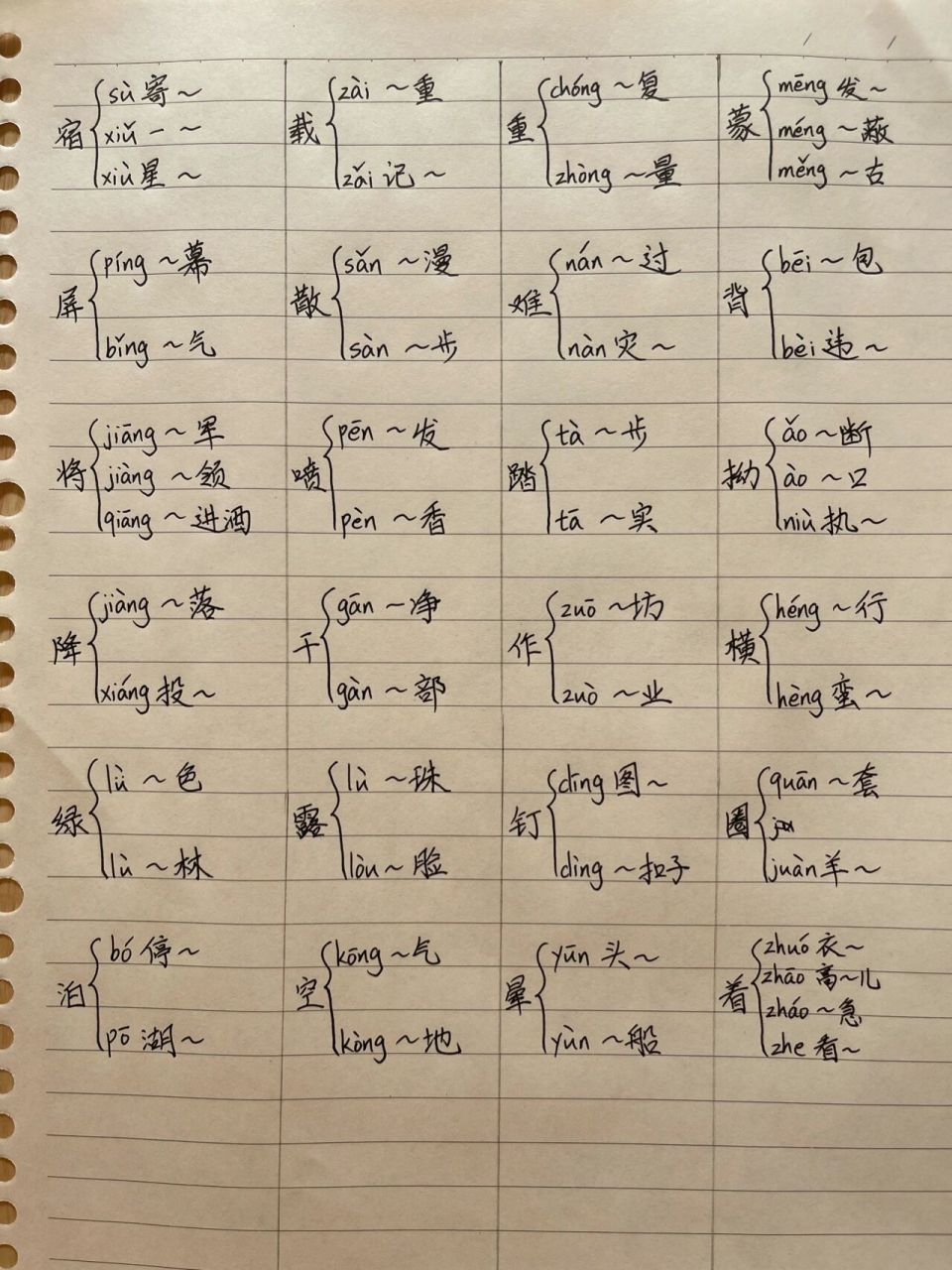 五年级上的多音字汇总
