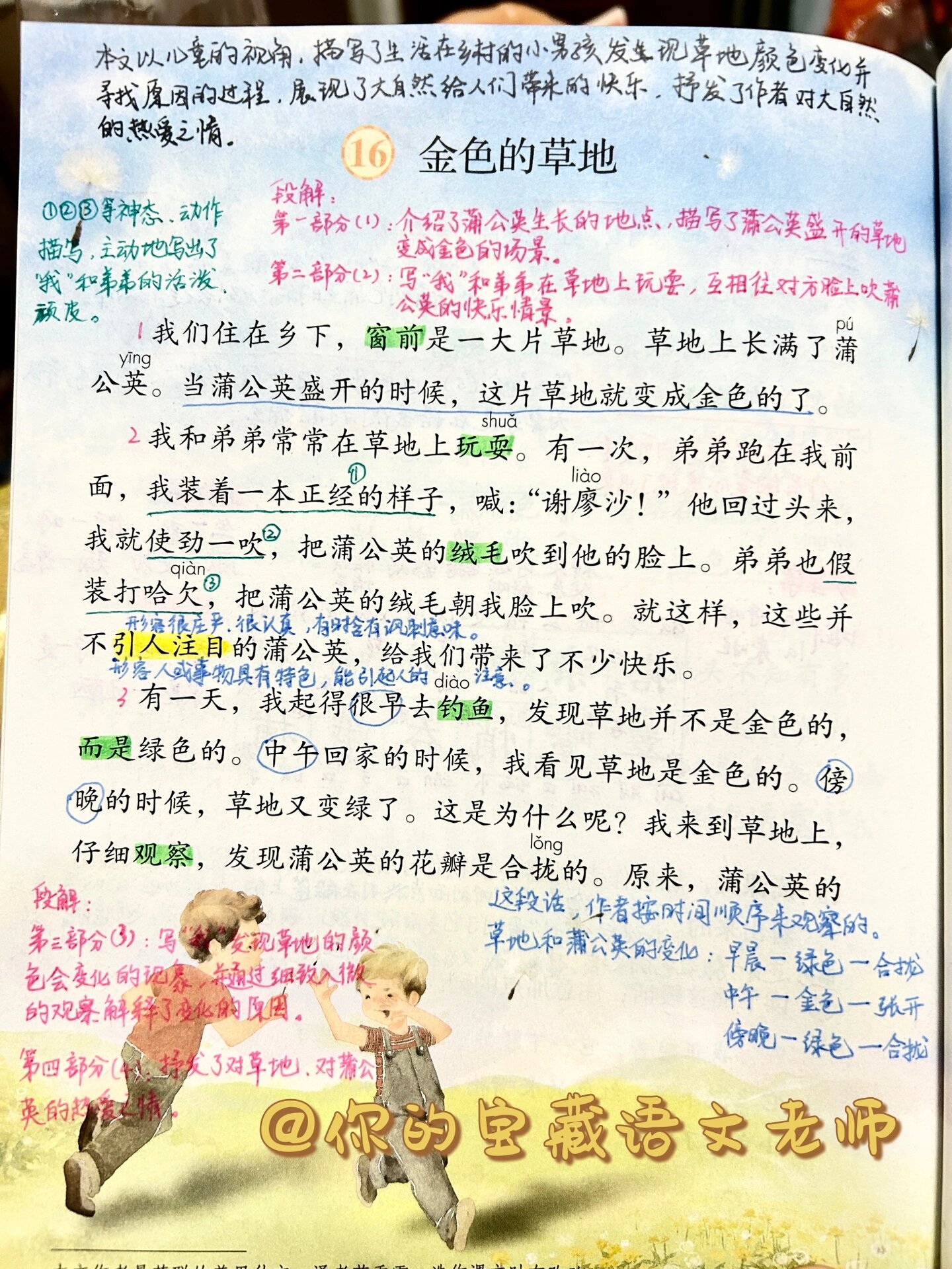 三上语文 | 第五单元16《金色的草地》