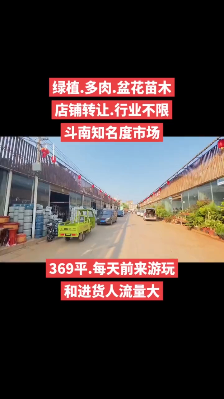 绿植.多肉.盆花苗木店铺转让 呈贡斗南知名度市场,面积369/平米,7380/月,经营多肉