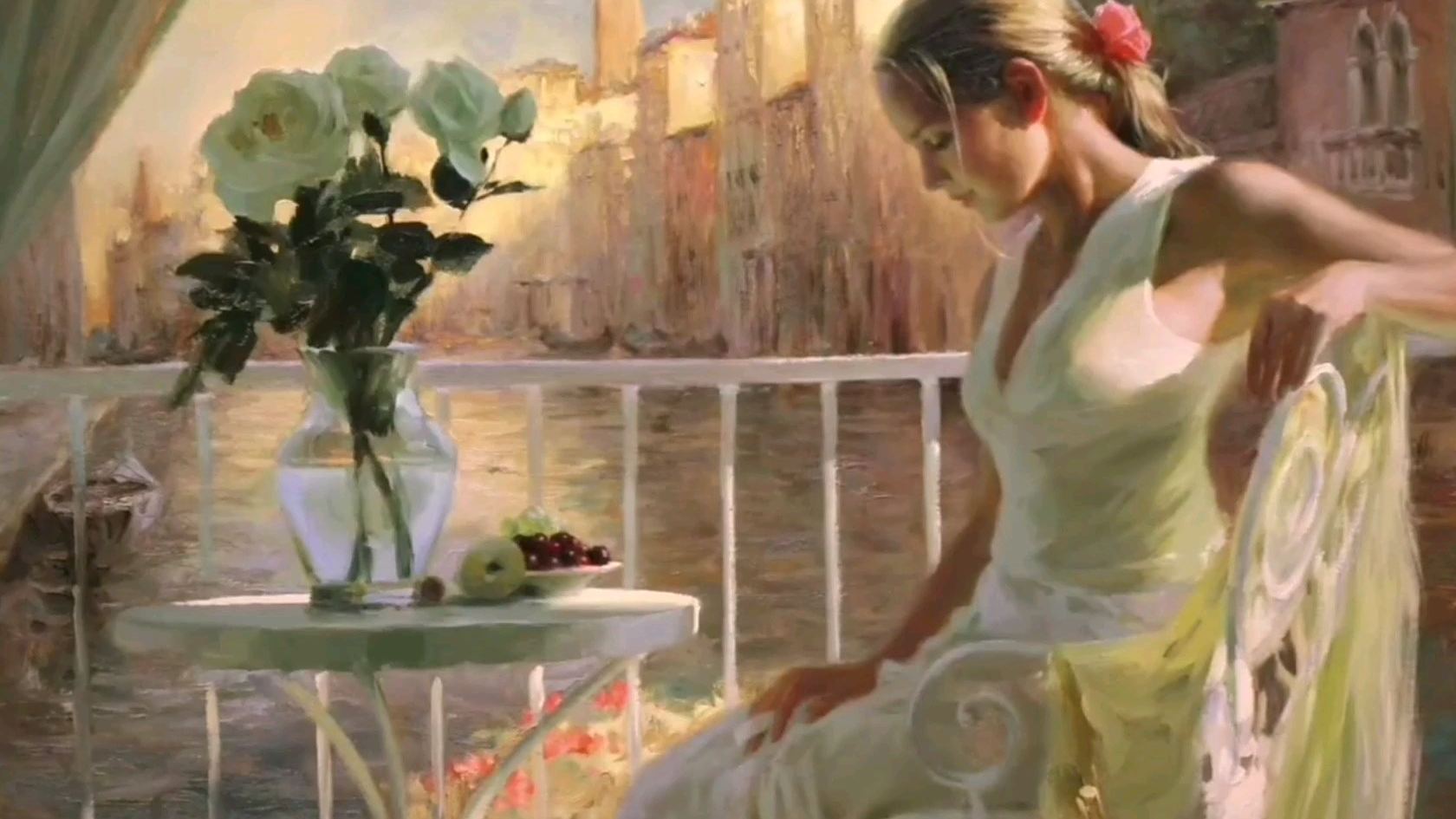 油画人物教程#油画教程#,阳光美女下午茶,绘画过程鉴赏 #画画教程# 。