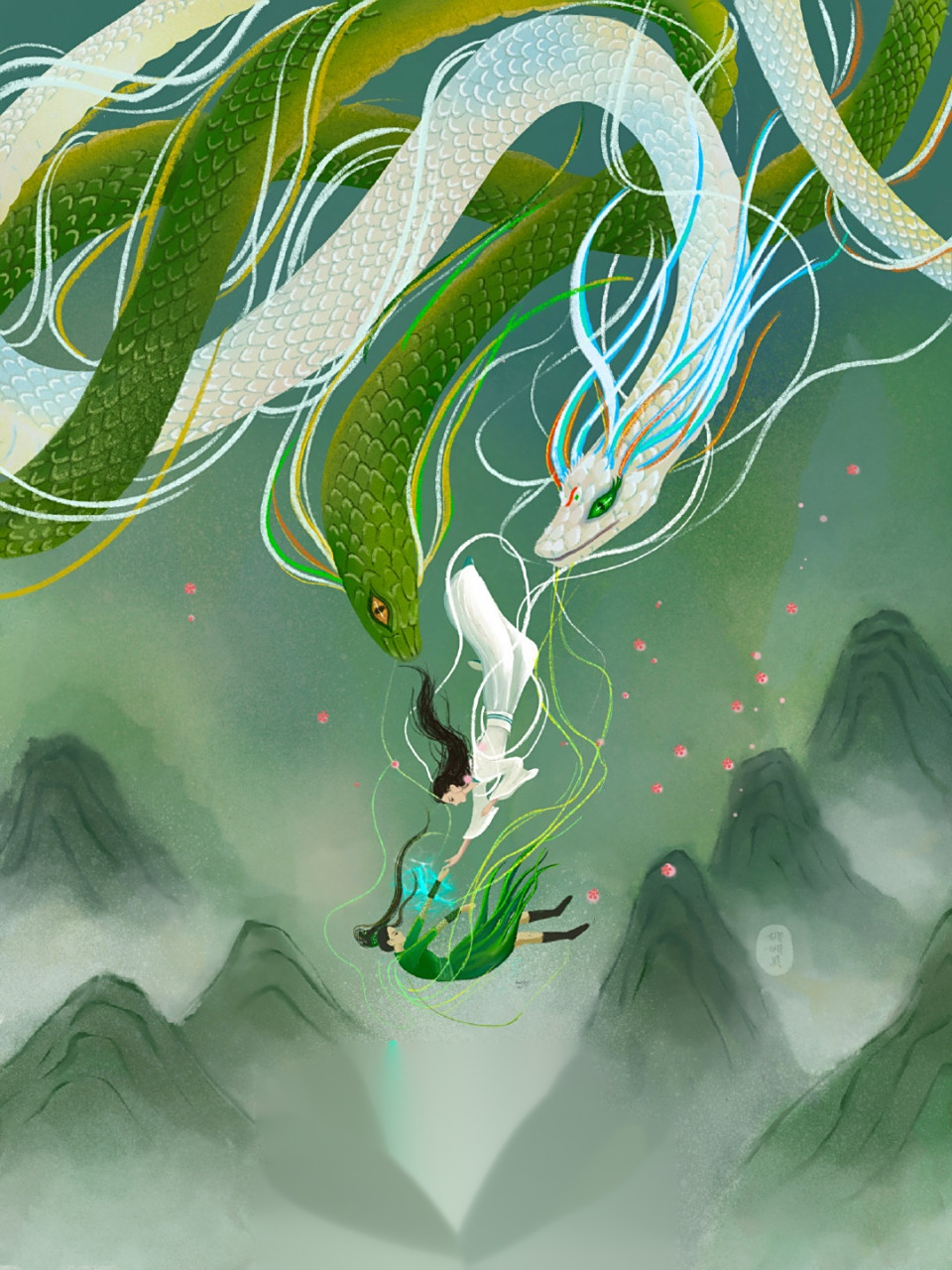 白蛇2青蛇劫起# 与《白蛇:缘起》的联动手绘由粉丝绘制,刻画小青小白