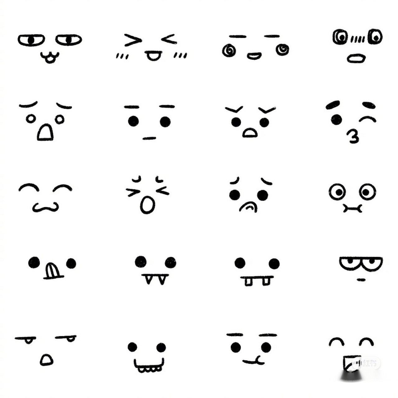 一波超超超可爱的小表情系列简笔画[期待][期待] 每一个表情都好生动