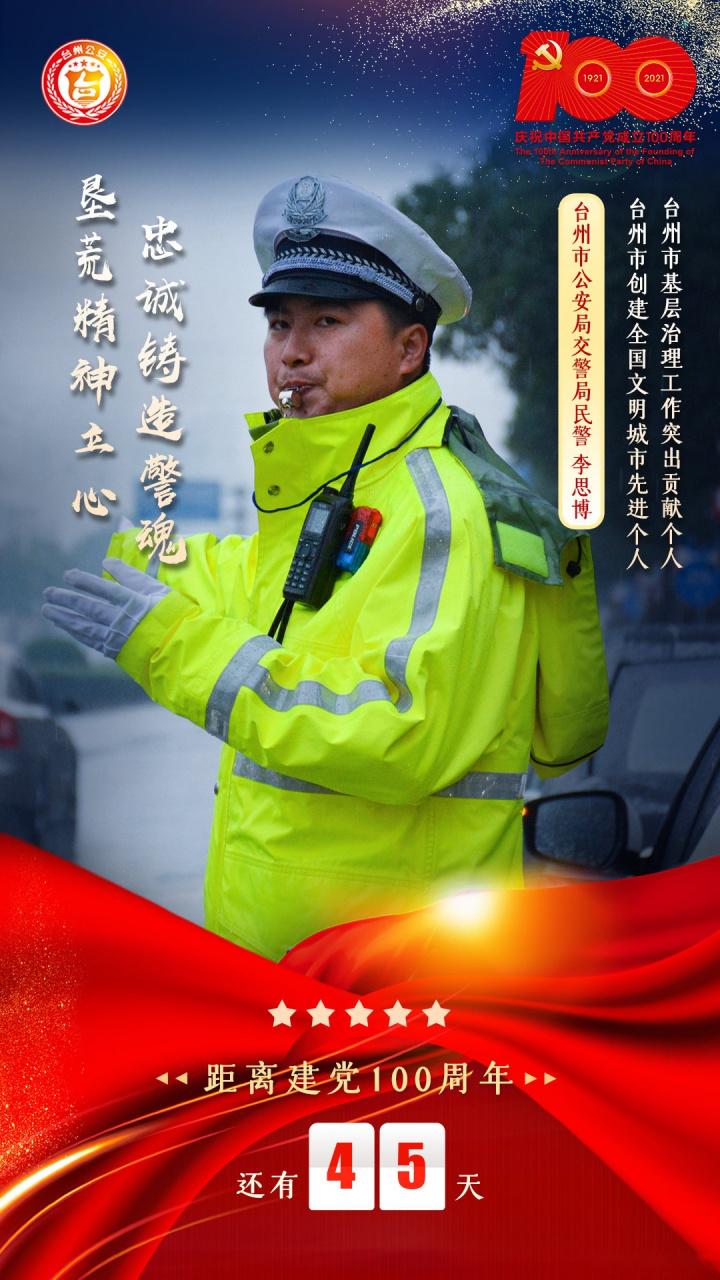【李思博】台州市公安局交警局民警 台州市创建全国文明城市先进个人