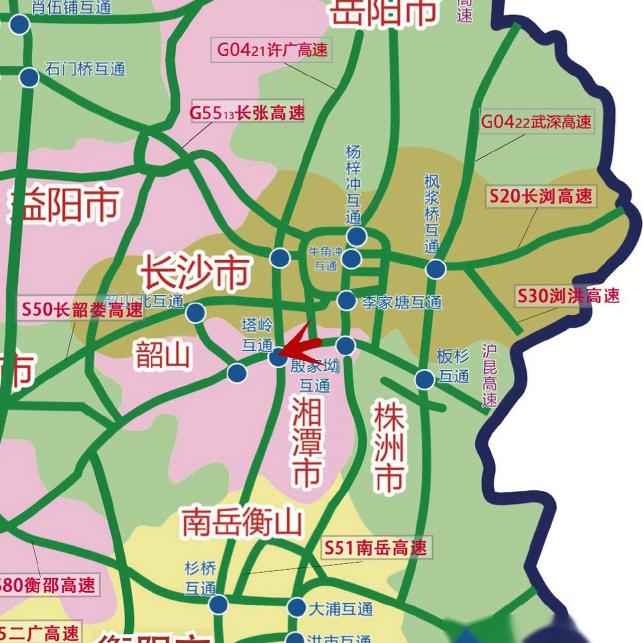 高速路况# 沪昆高速潭邵段岳塘收费站附近以东k1056处(东往西)因一辆