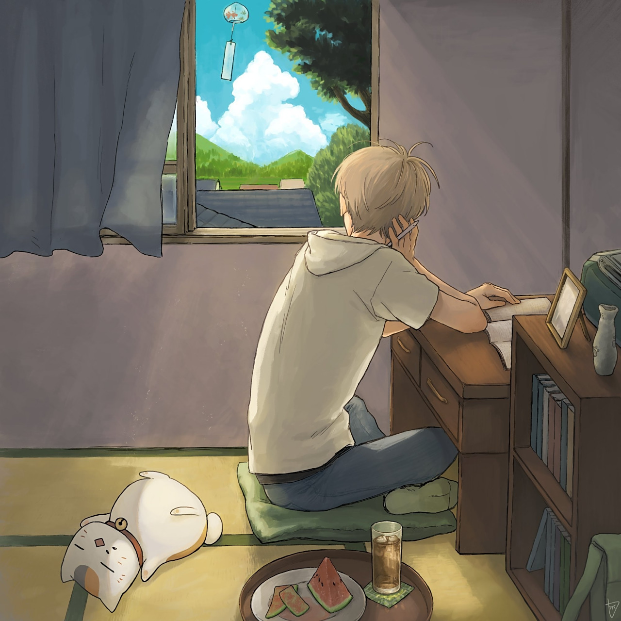 夏目友人帐##漫画#夏目背影. twi:velgeko_s