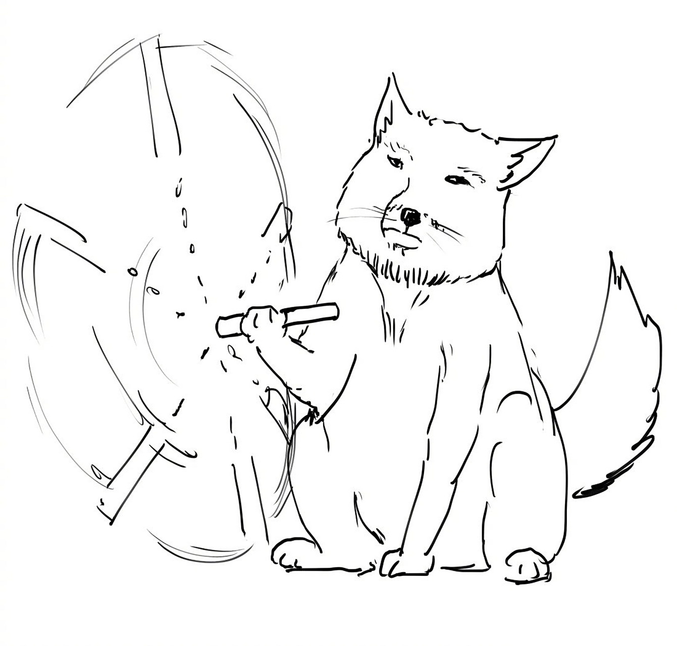 画了两张藏狐打人