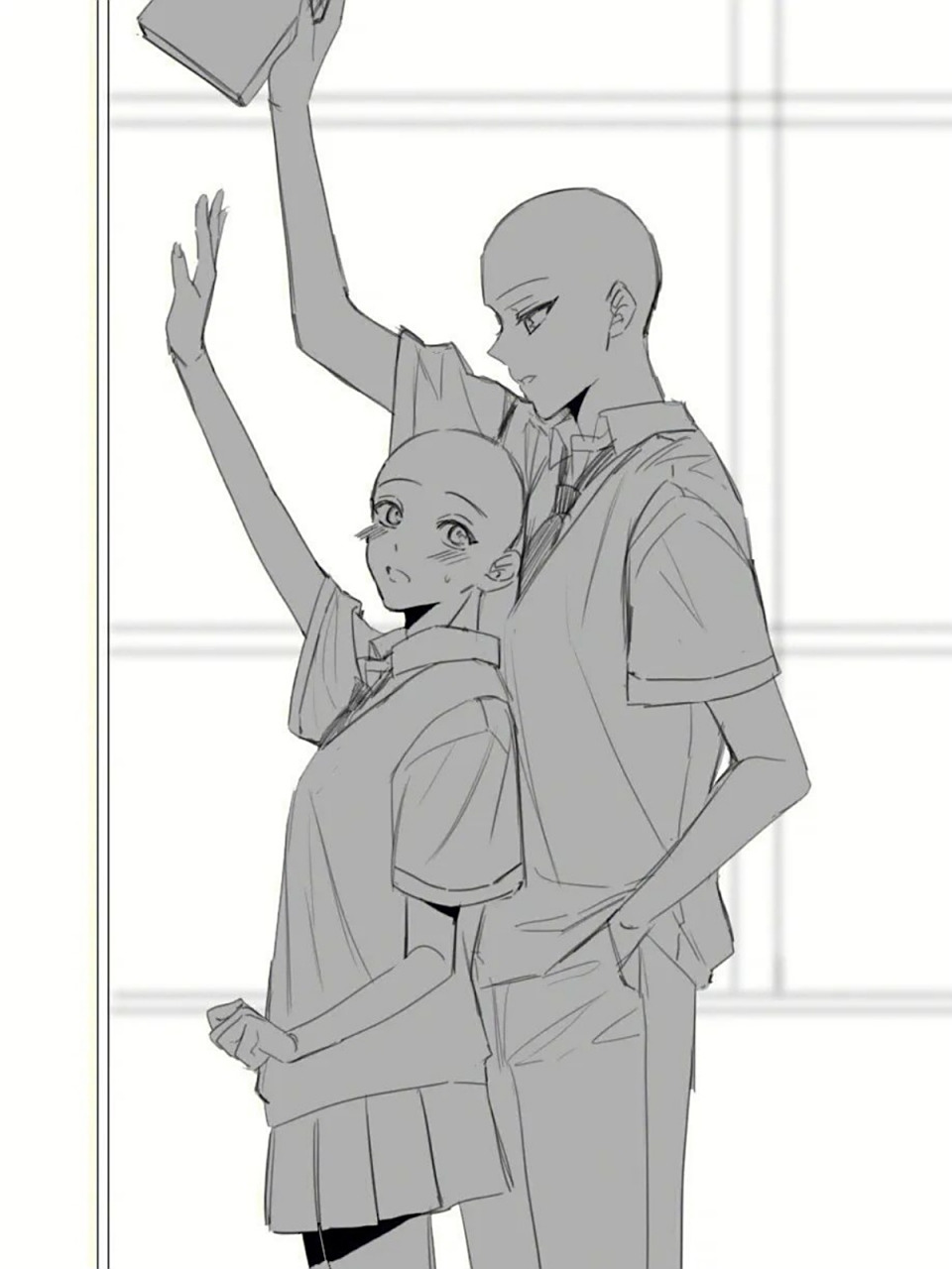 绘画96素材丨情侣互动线稿素材第二弹7515 今天给大家分享第二