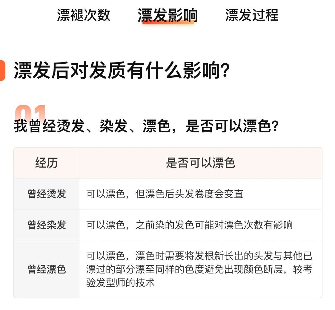 漂发的次数,度数,以及漂发后有什么影响,漂发后头发应该怎么护理不太