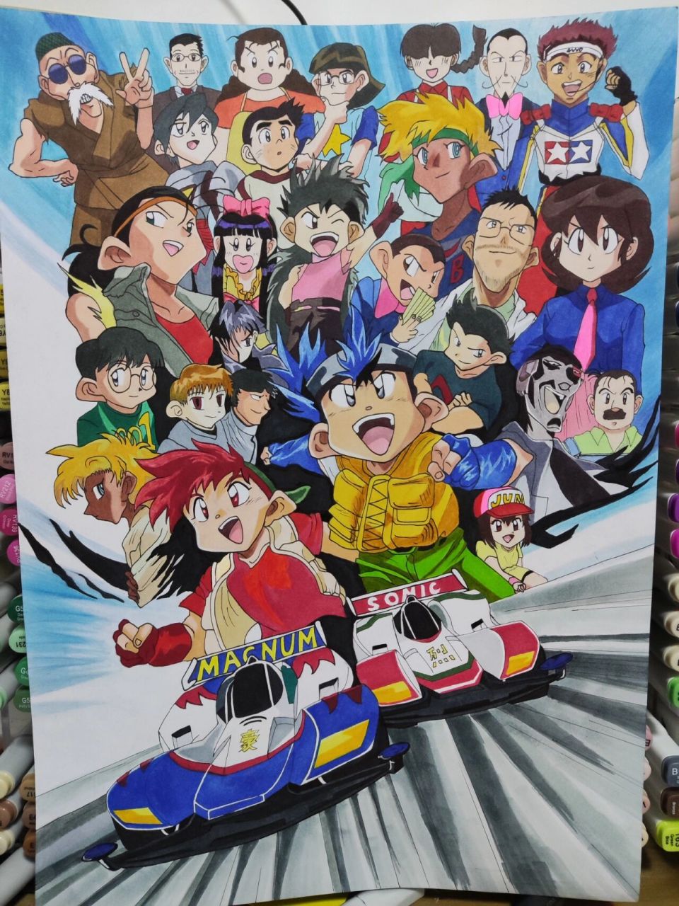 马克笔绘制四驱兄弟全人物