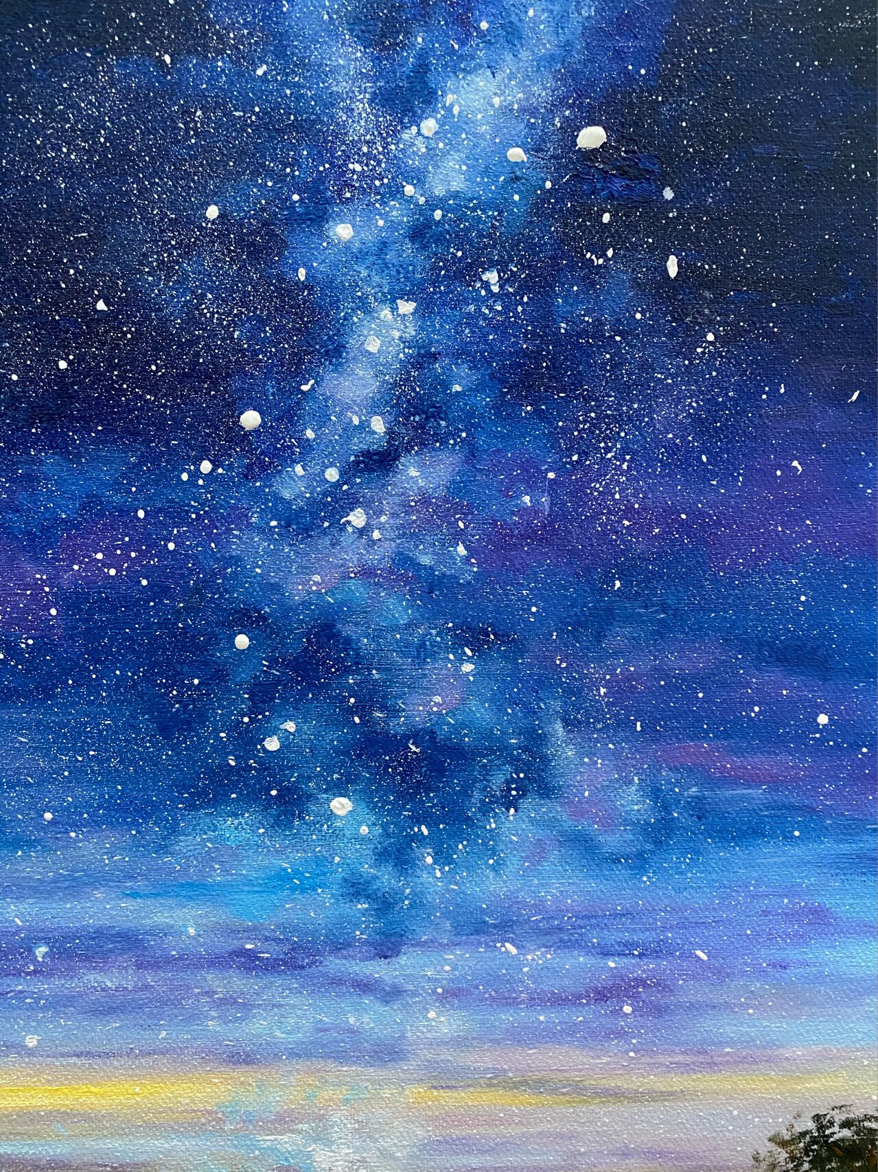 油画 原创 星空·陪伴