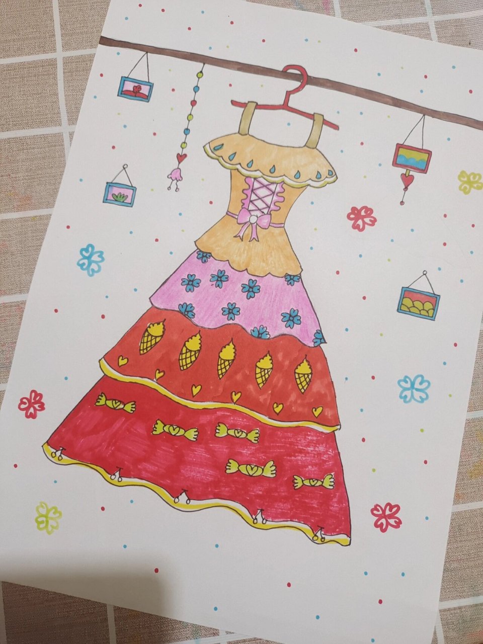 简笔画 公主裙,儿童创意画 简单的公主群来啦,画起来喽.