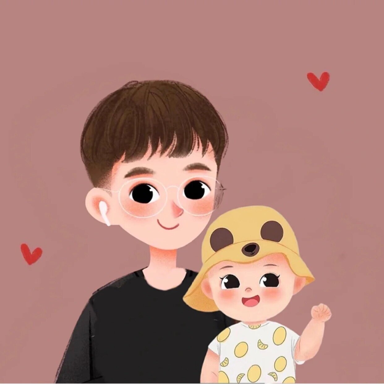 一家三口卡通头像 情头 这也太可爱了扒 96再苦也要把孩子带92在