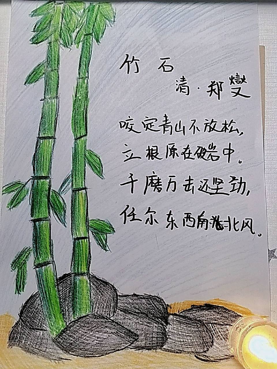 古诗词配画《竹石》