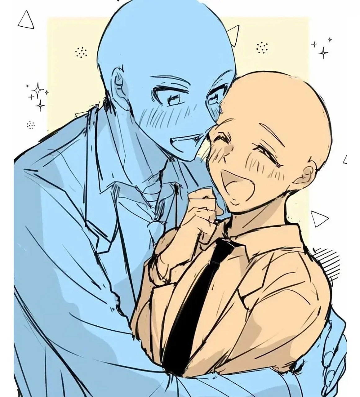 情侣双人互动姿势绘画参考,你的本子能用上 本子画师必备的线稿素材