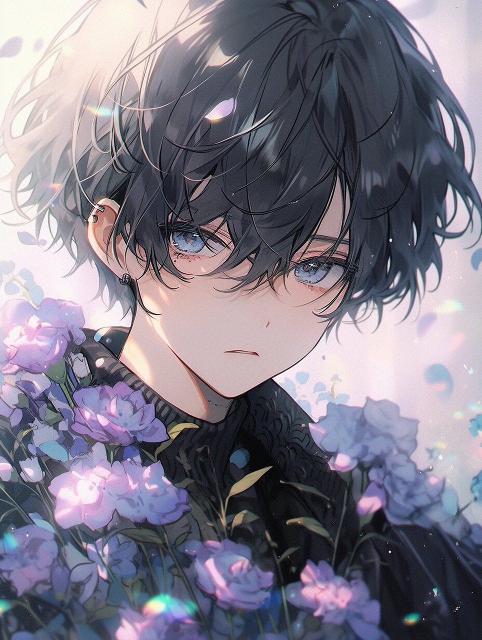 忧郁风 | 动漫男生头像壁纸插画素材 #动漫男头# #ai绘画# #男生头像