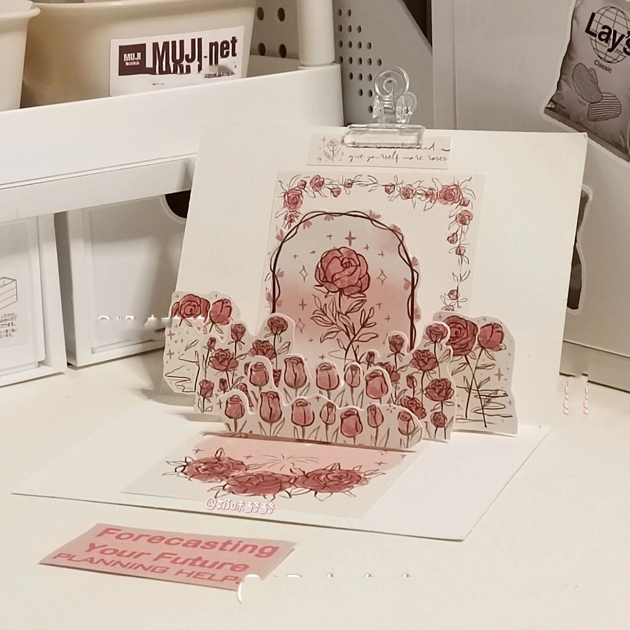 便签diy玫瑰95立体贺卡教程 每次打开贺卡看到专属自己的玫瑰95