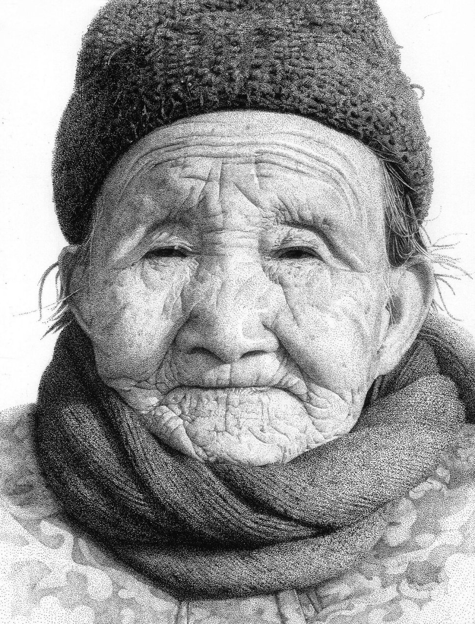 点绘《外婆》 这是我的外婆,14年的点绘作品,0.