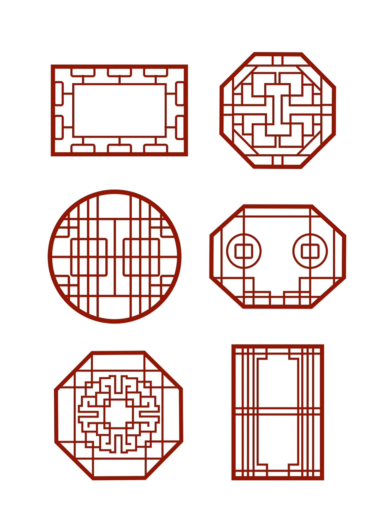 中国风97古风窗户插画免抠素材