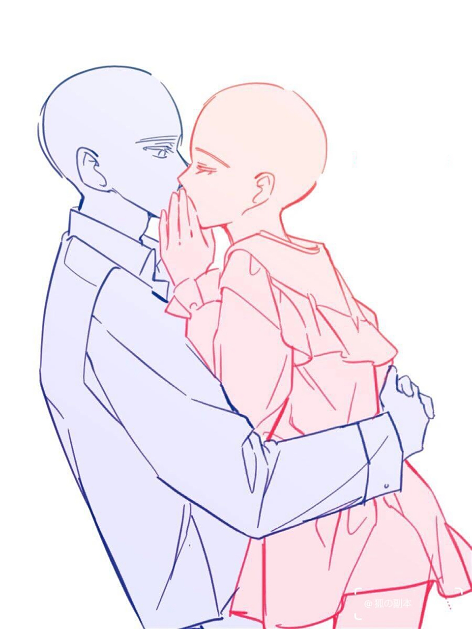 情侣双人半身甜蜜互动模板素材