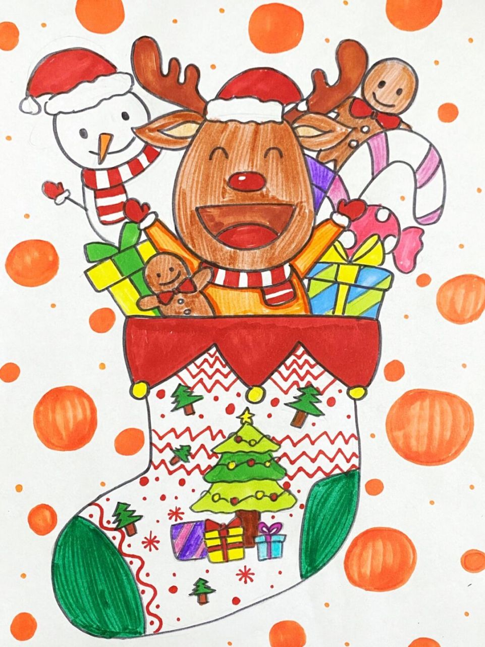 圣诞节主题画 #马克笔# #儿童画# #卡通画# #创意儿童画# #圣诞节