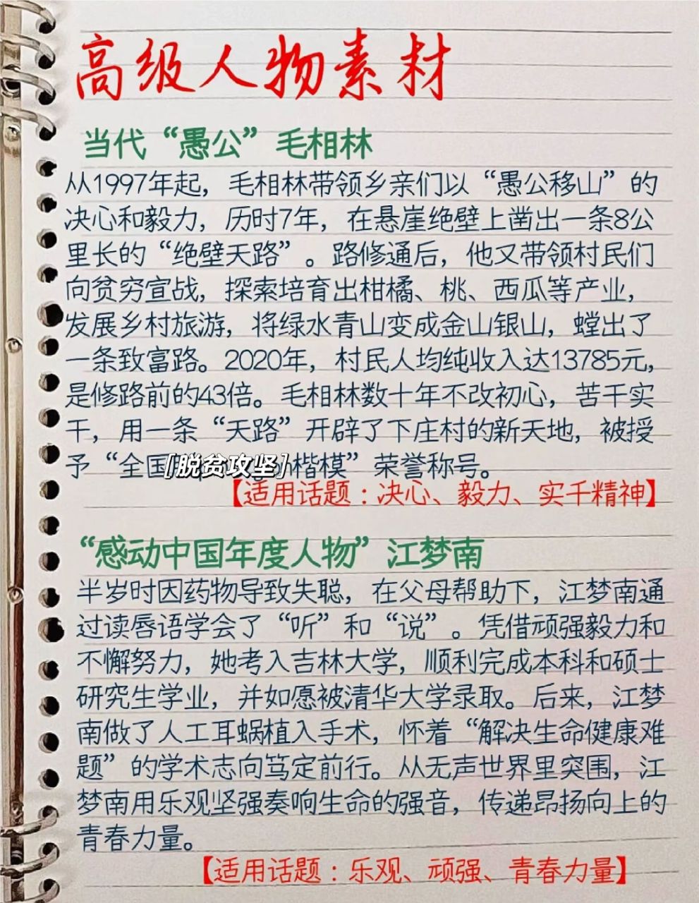 人物素材積累|驚豔開頭結尾 從1997年起,毛相林帶領鄉親們以