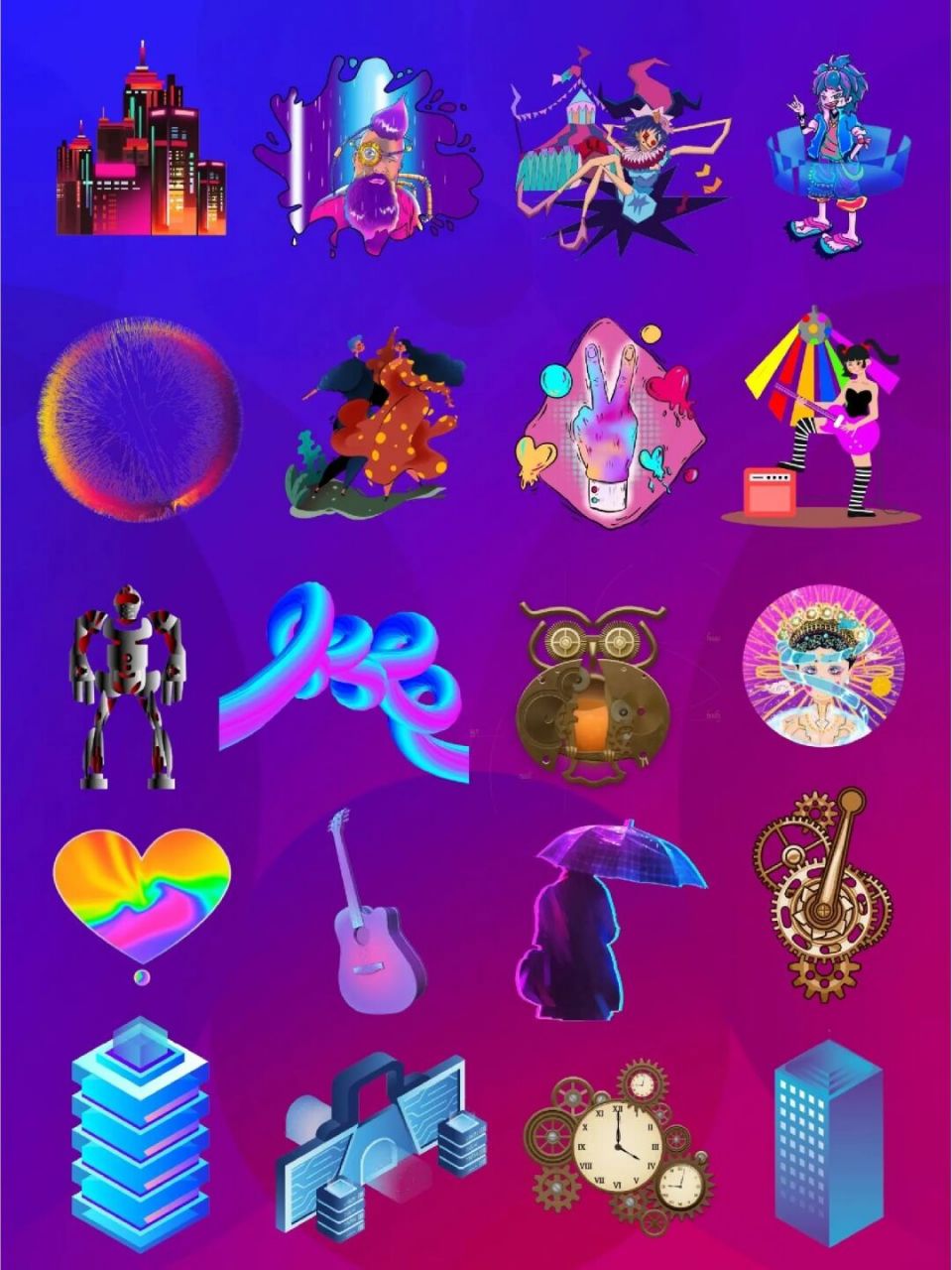 92超酷的赛博朋克风免抠png手账素材② 82本期分享超酷的赛博朋克