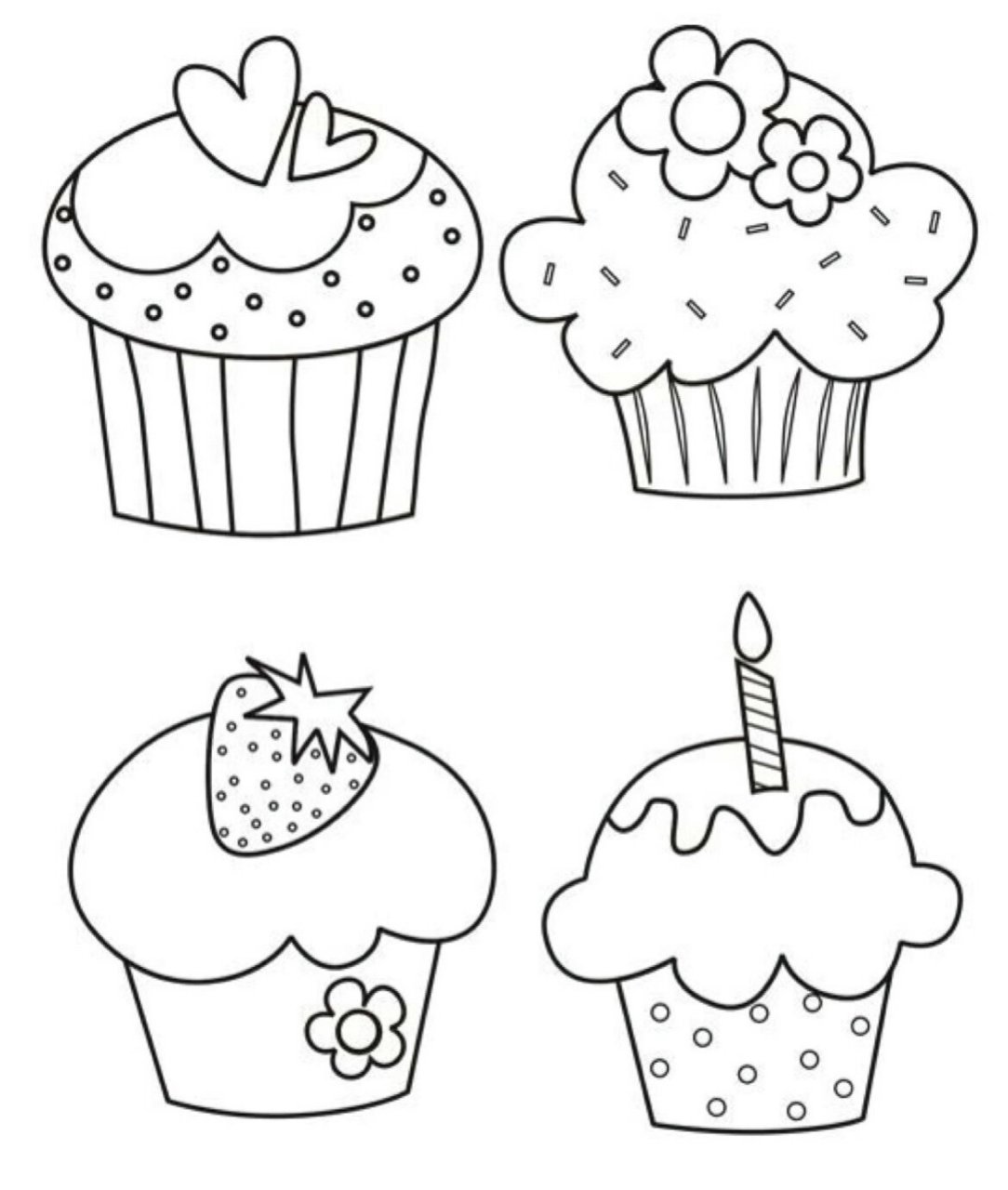 小蛋糕简笔画 纸杯蛋糕,有色77无色