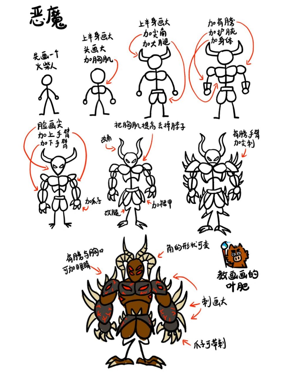 学画恶魔,魔幻火柴人,创意儿童画 恶魔是西方神话,魔幻题材里