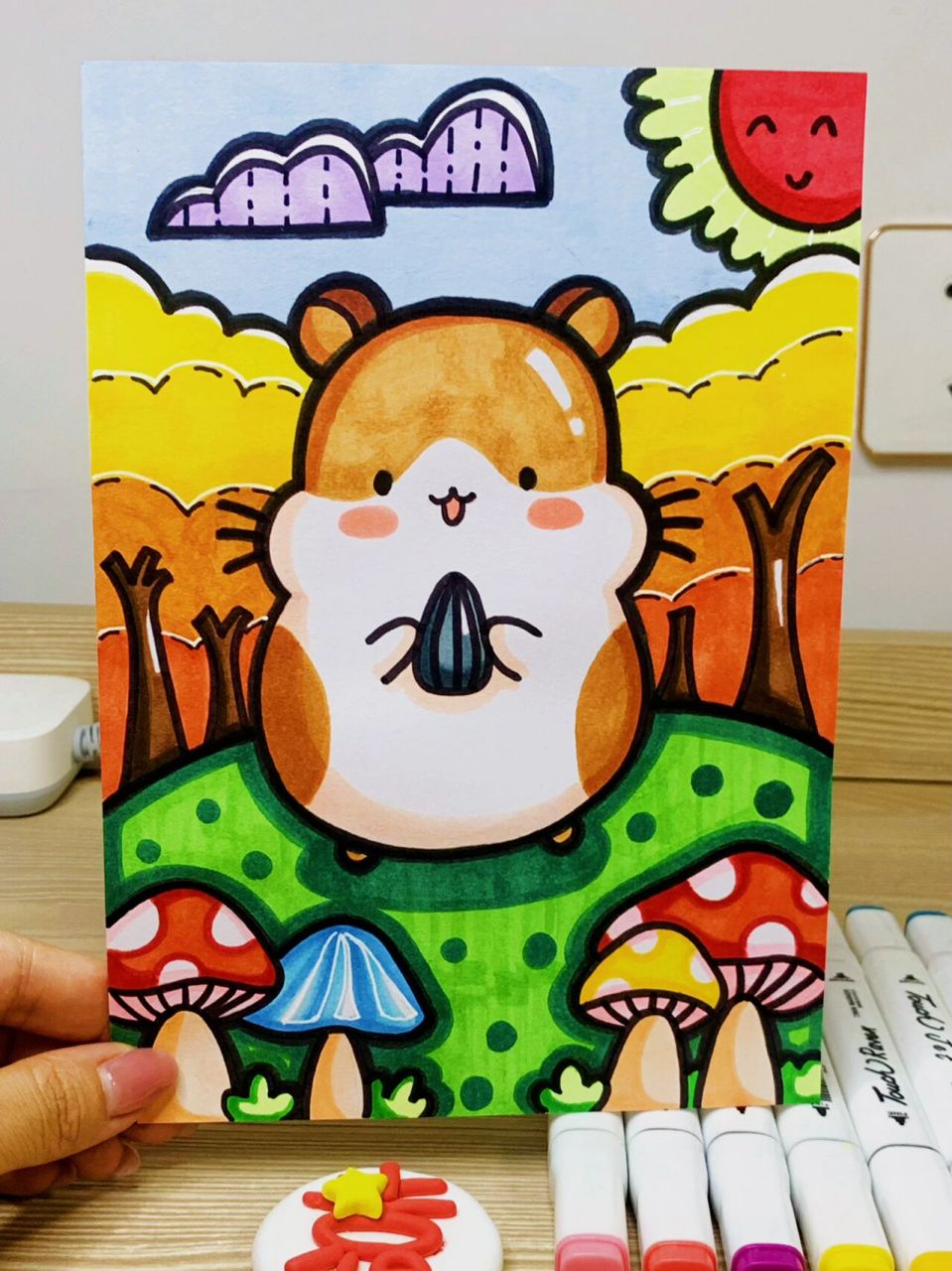 【小仓鼠】图片版马克笔手绘卡通儿童画附色号