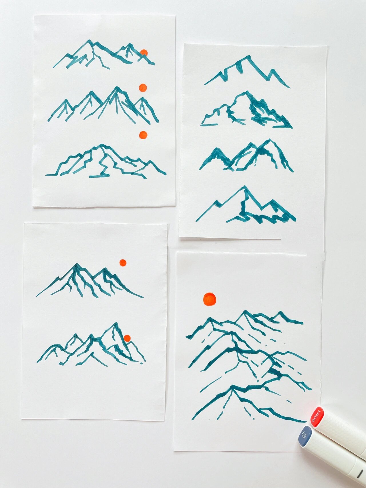 「山峰」马克笔手绘