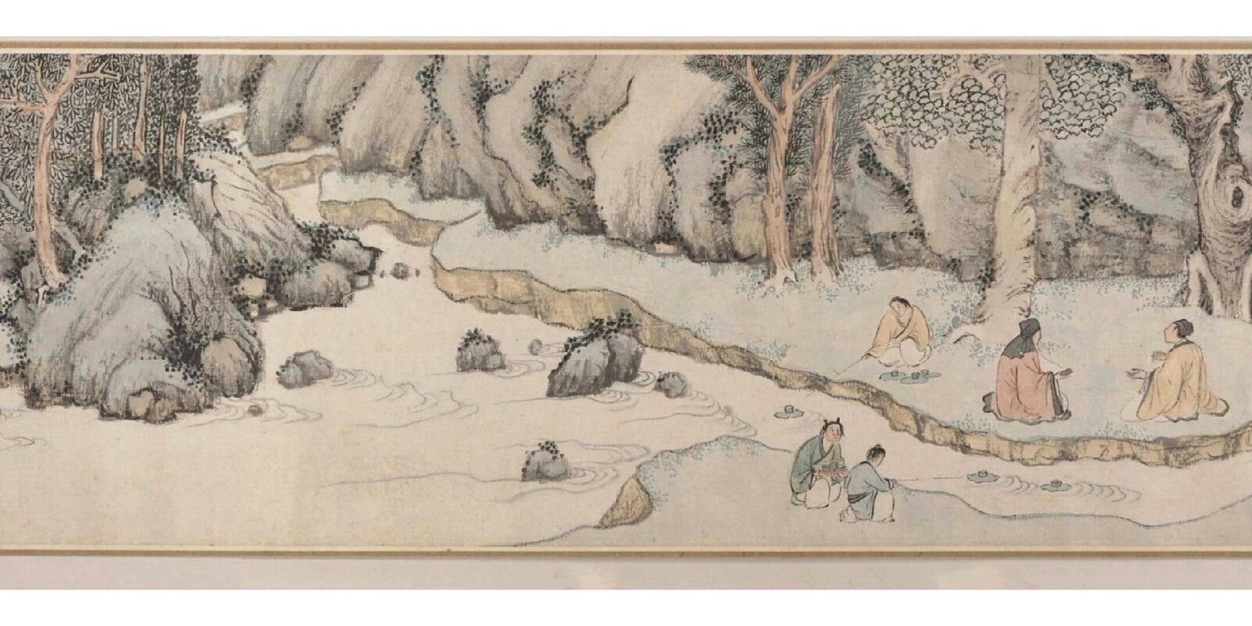 【钱榖 明《兰亭修禊图》】 【钱榖 明《兰亭修禊图》】 卷,纸本设色