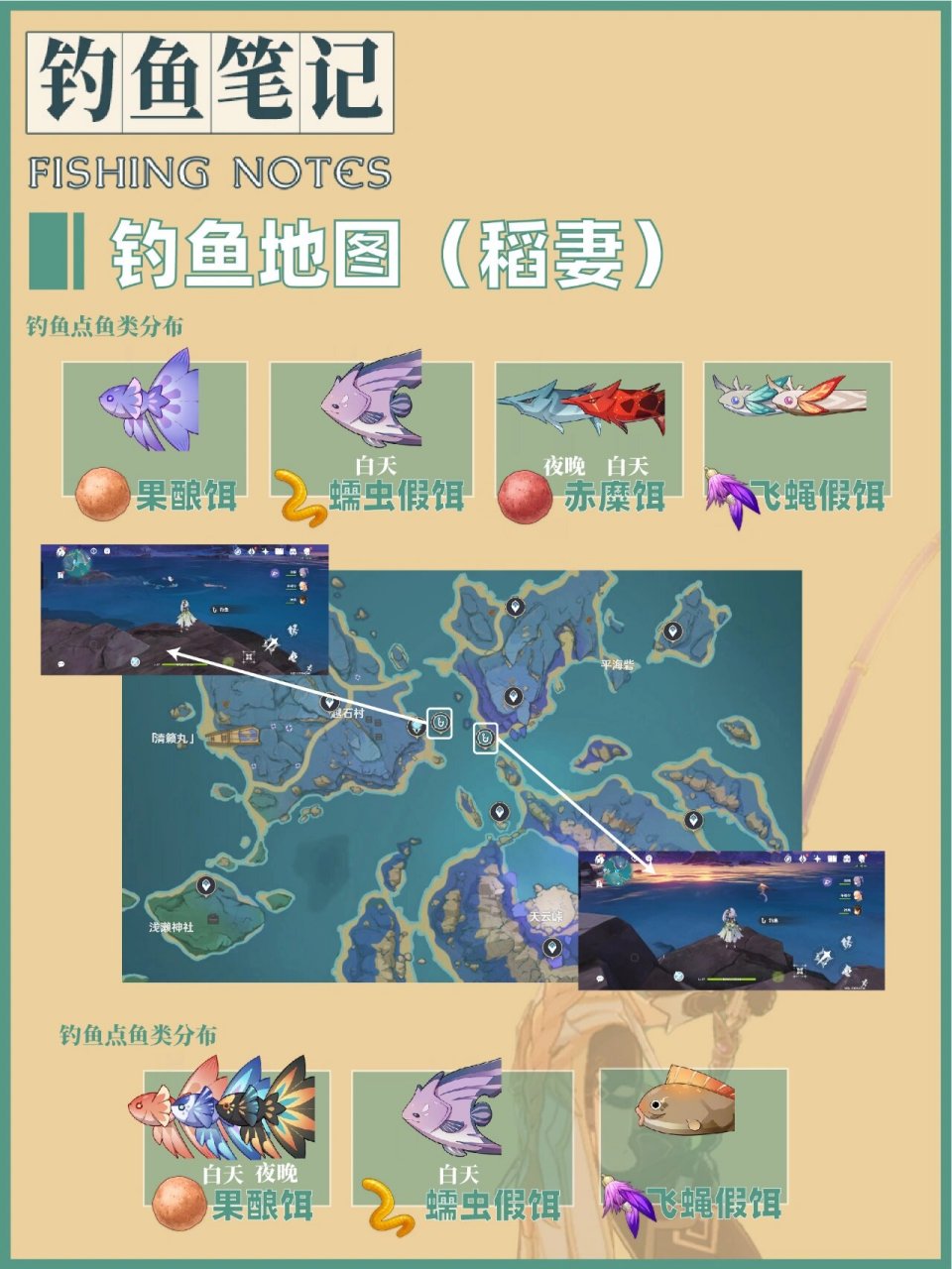 原神|钓鱼笔记【稻妻钓鱼地图】 大家好,这里是小墨 今天给大家带来的