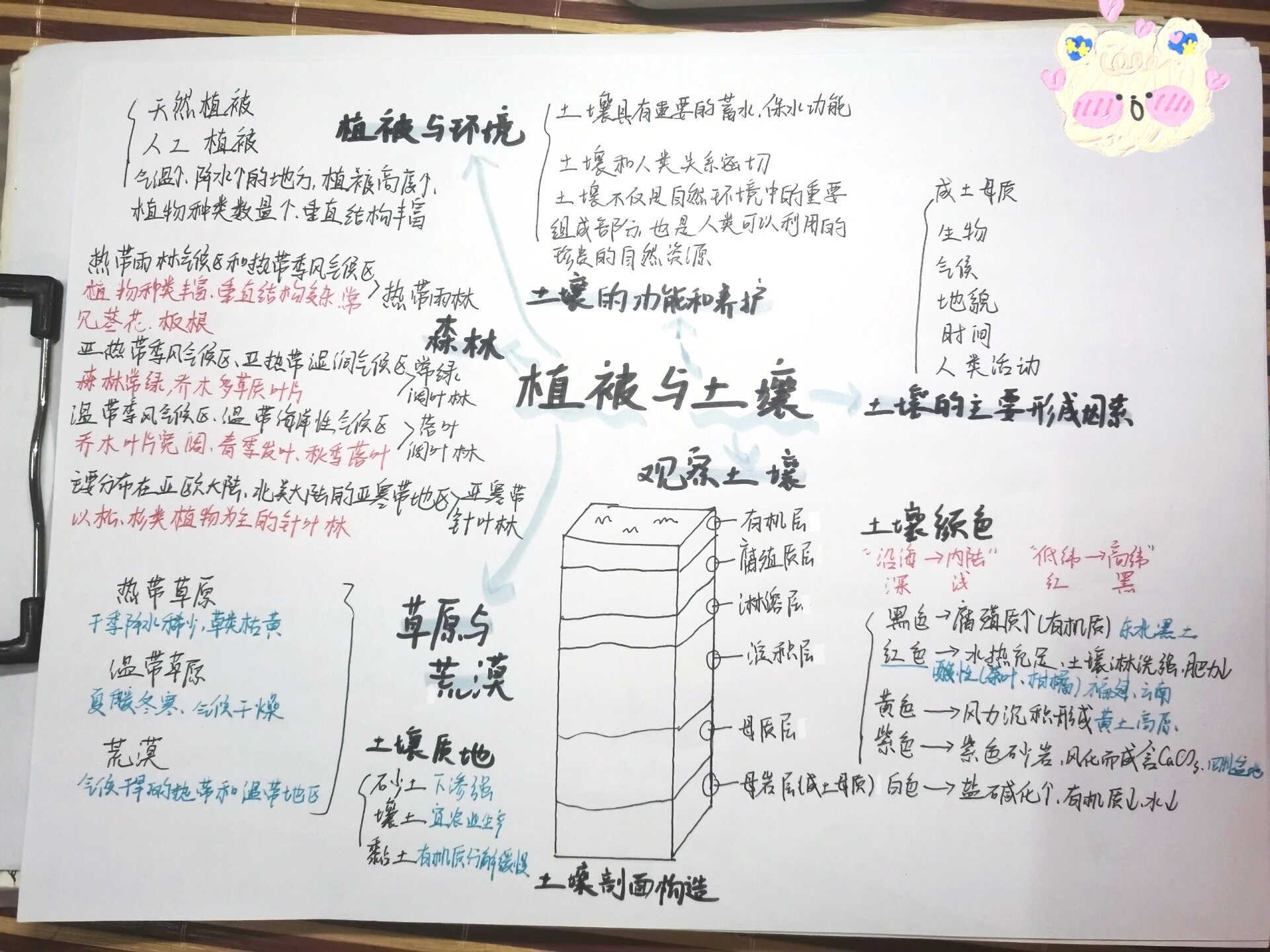 地理必修一四五六章思维导图 人教版高中地理必修一//地貌 植被与土壤