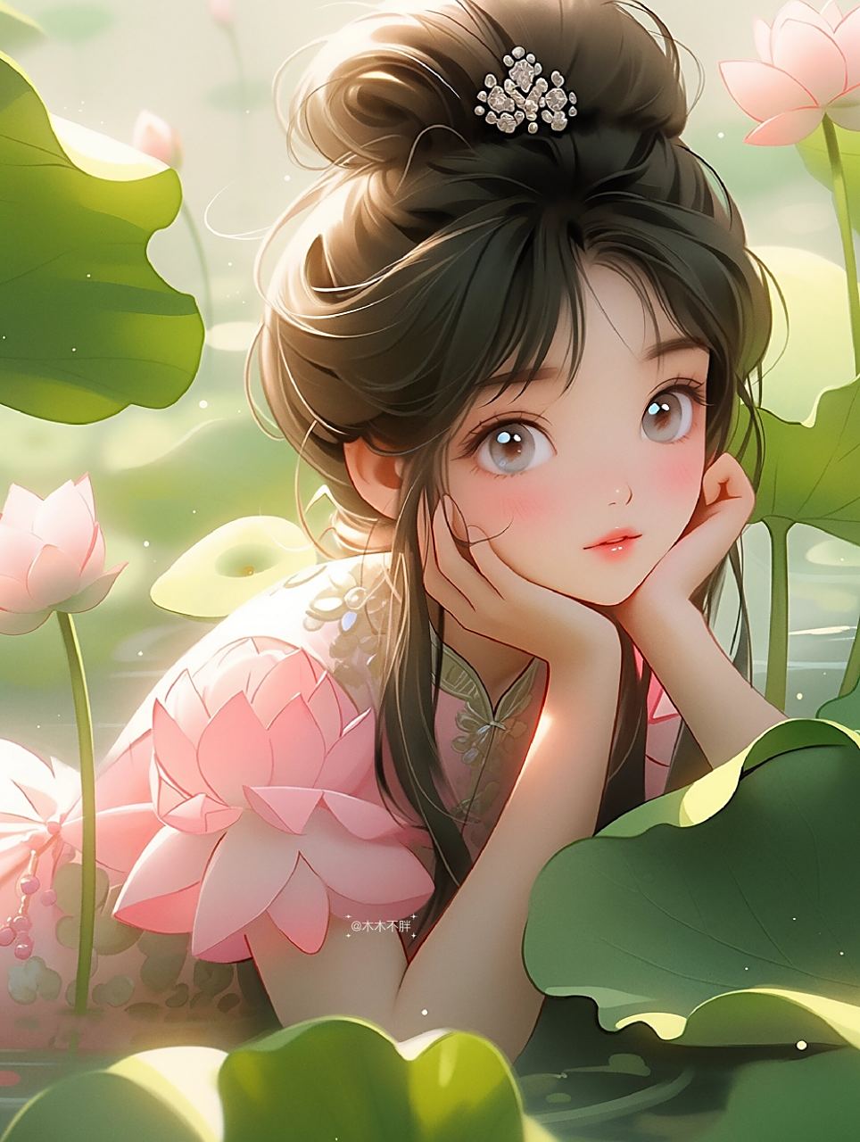 荷花系列|汉服 夏日荷花古风少女绝美壁纸 夏日炎炎,好运莲莲.