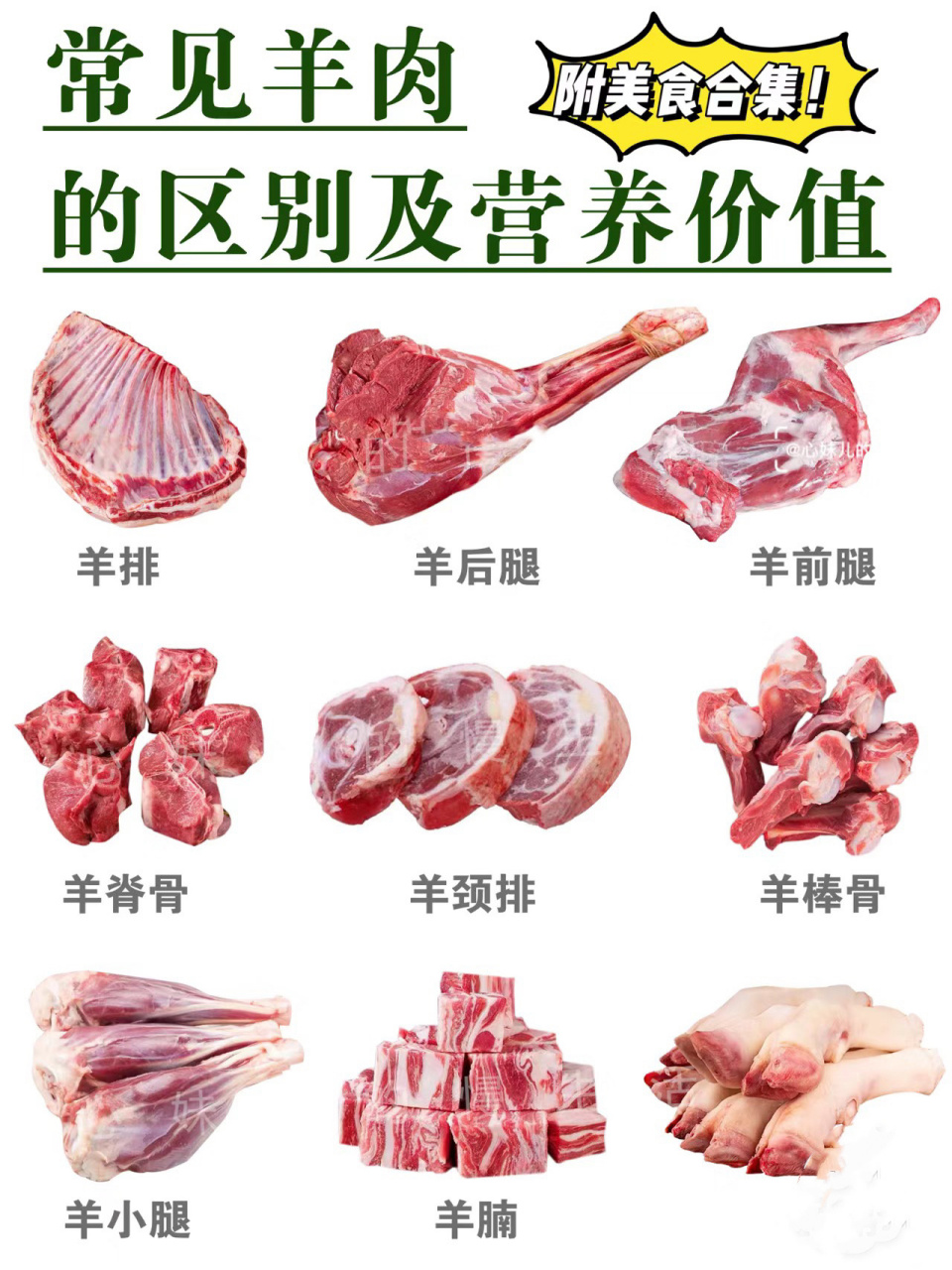 【羊肉说明书】常见各部位区别营养价值及做法 图26615~图666