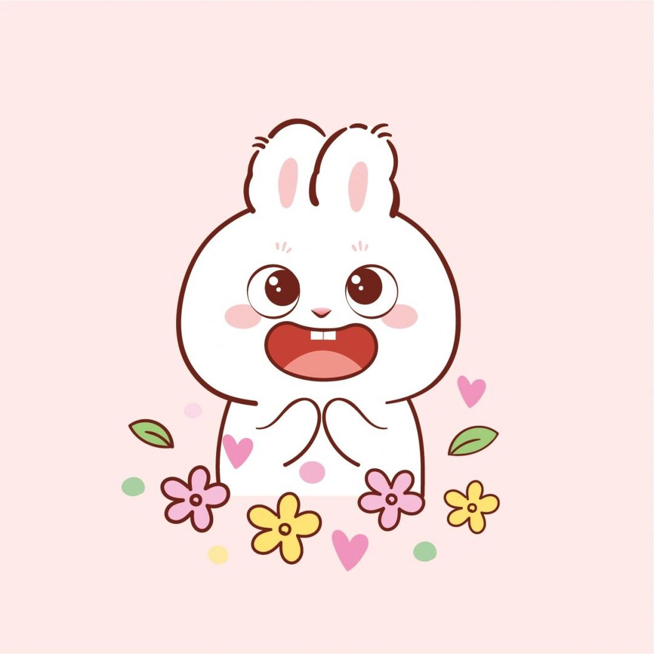萌萌兔子插画卡通 周末愉快 商用需要授权 礼貌拿图 谢谢喜欢 可定制