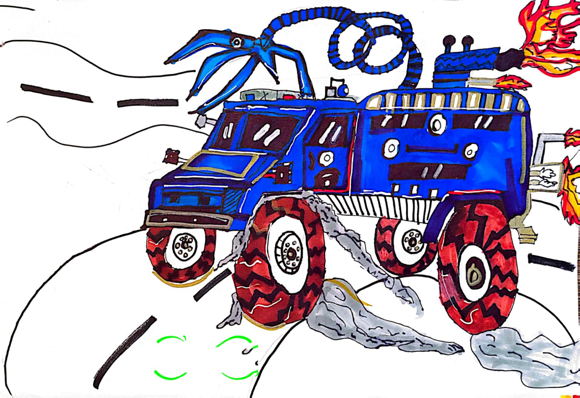 儿童画《我设计的汽车》8