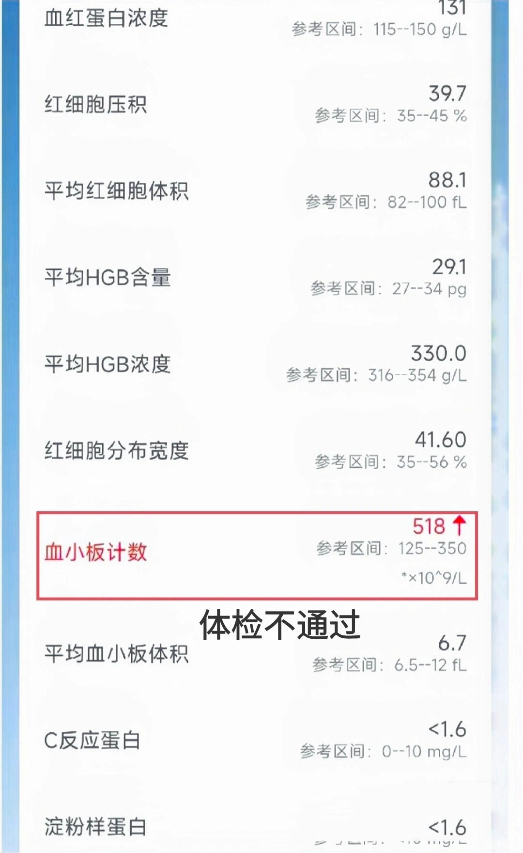 血小板正常值是多少?图片