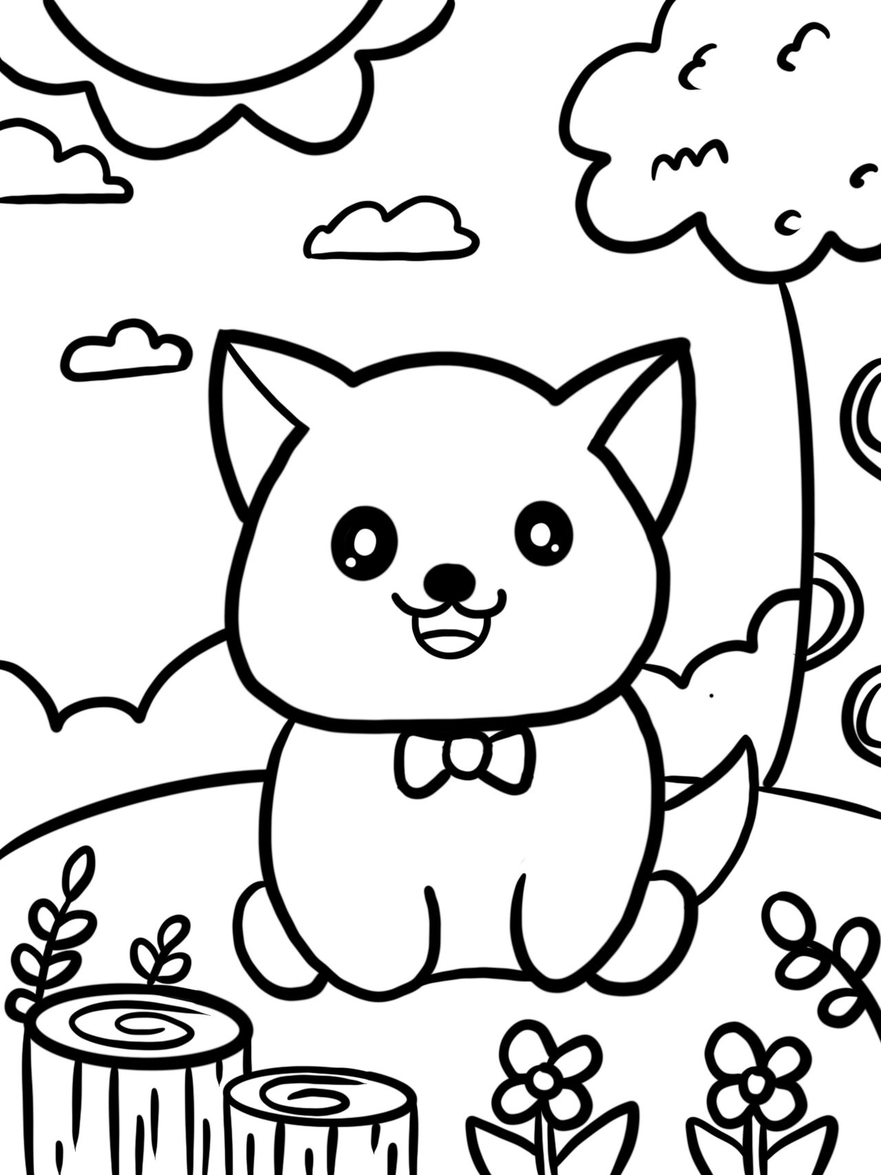 儿童画～小狗～动物 简单好看儿童画(有线稿) 适合4到10岁的宝宝