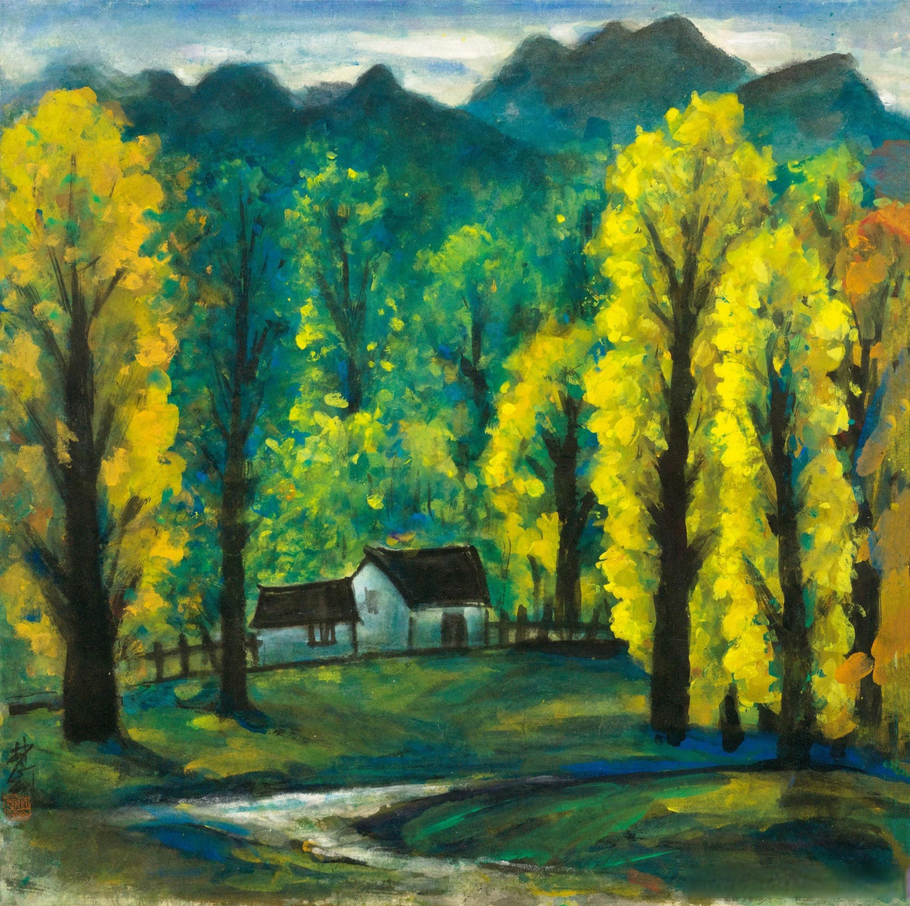 林风眠笔下的秋林美景