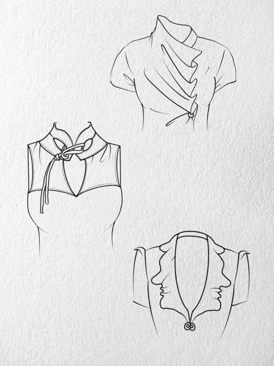 服装设计素材之平面款式图/衣领分享