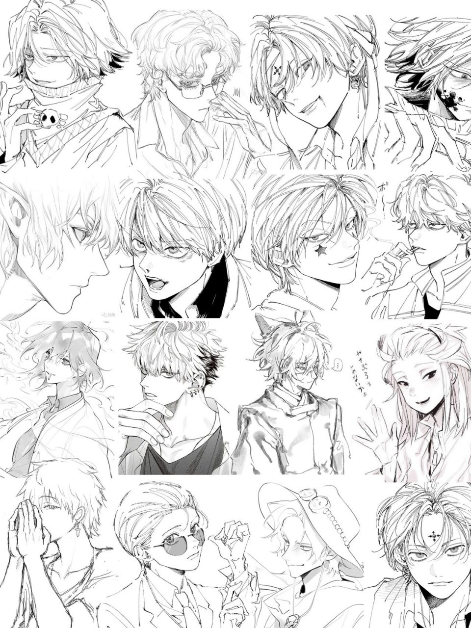 200张帅气男生头像线稿参考合集75画起来 本周练习的线稿素材这不就