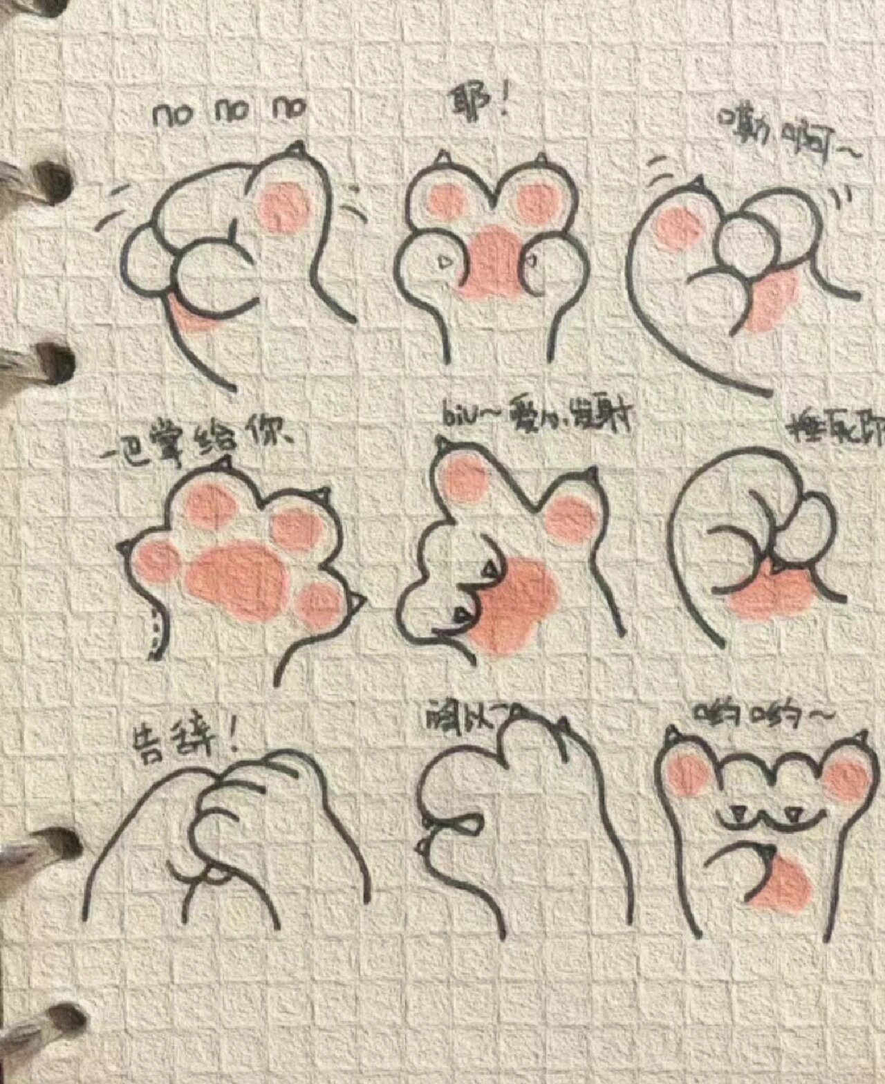 少女心猫爪简笔画图片