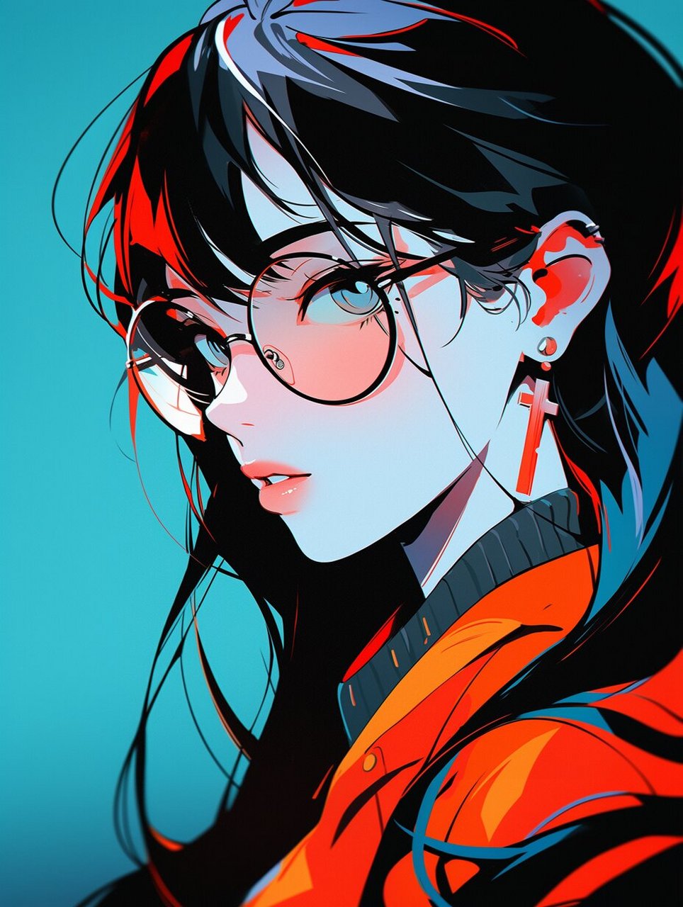 帅气女生头像壁纸 女生酷酷头像壁纸,大胆的配色,冷酷的一面还有一丝