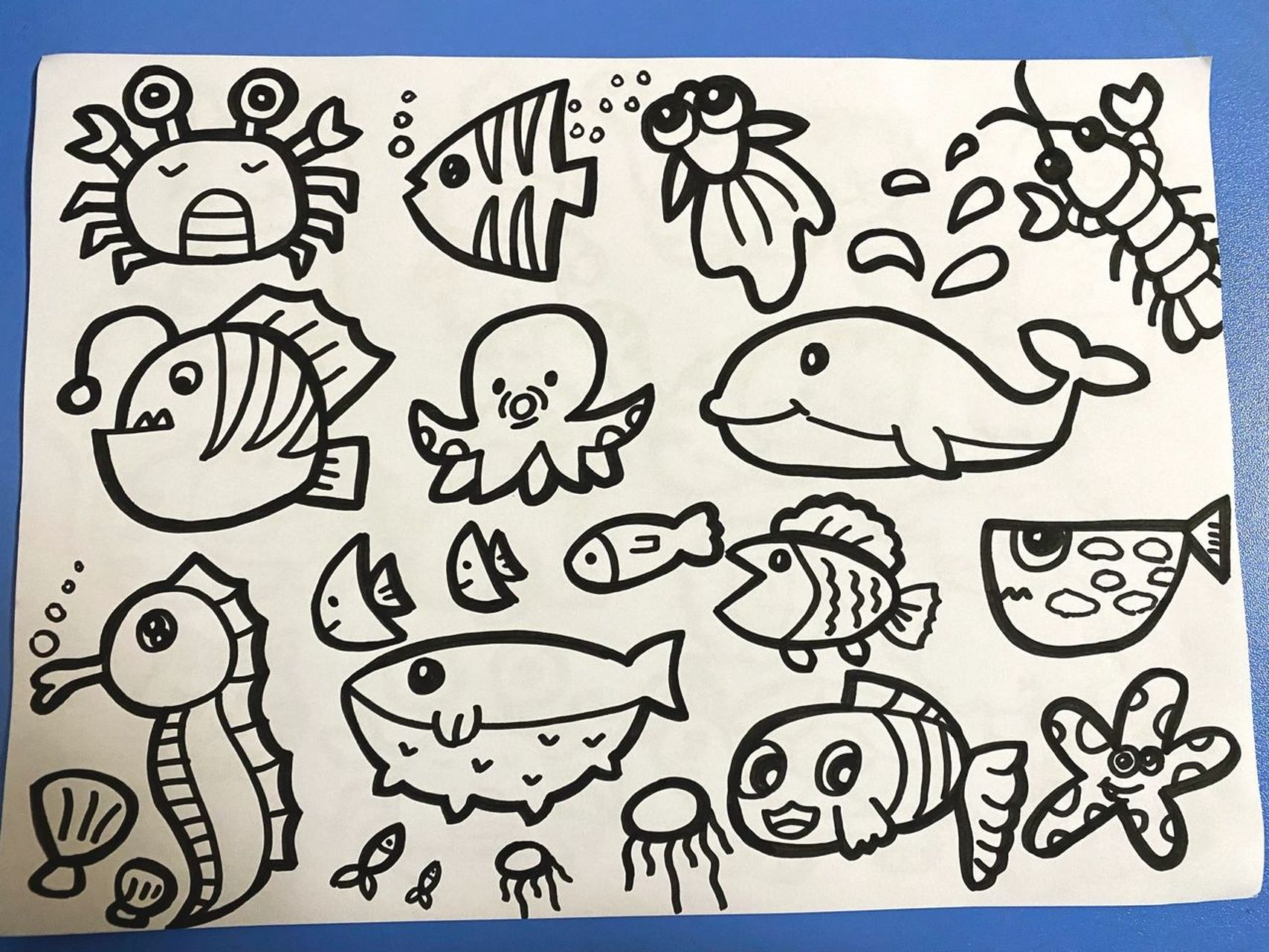 水里游的动物简笔画图片