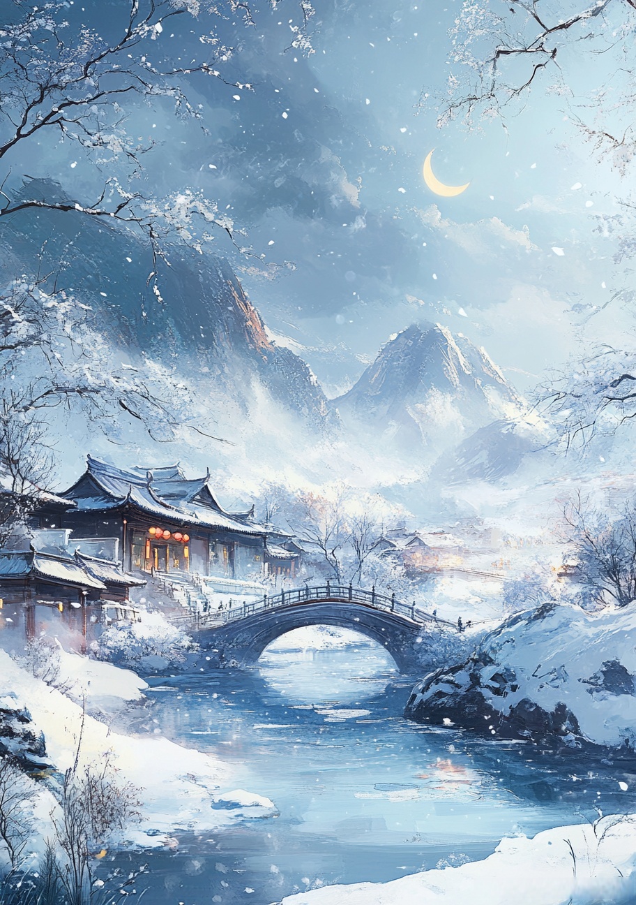 柳岸晓莺寻风住,月牙不远在冰边. #随手拍