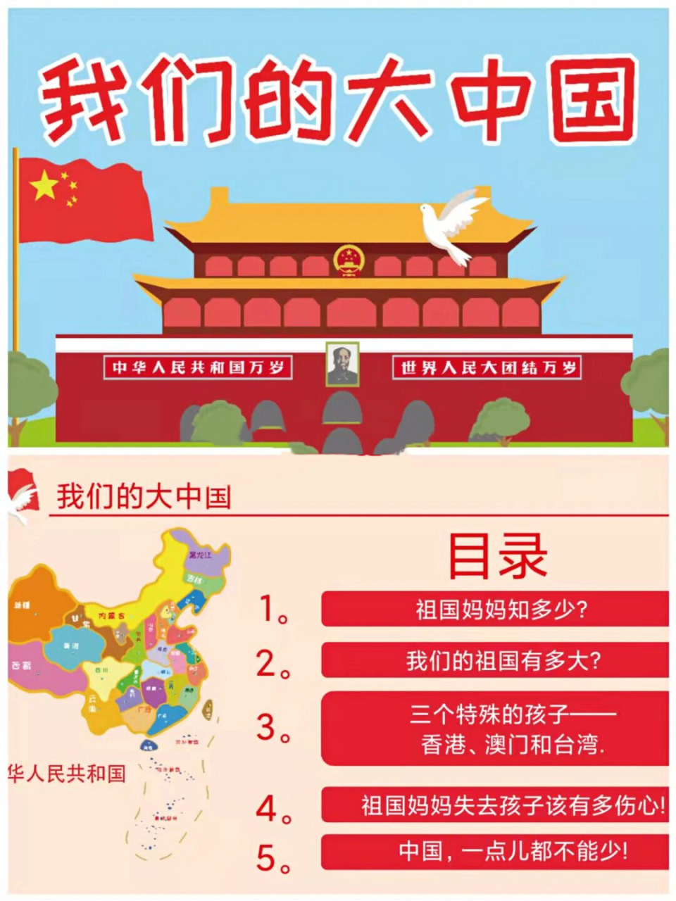 幼儿园国庆主题活动『我们的大中国』ppt课件 73 素材包含:ppt一份