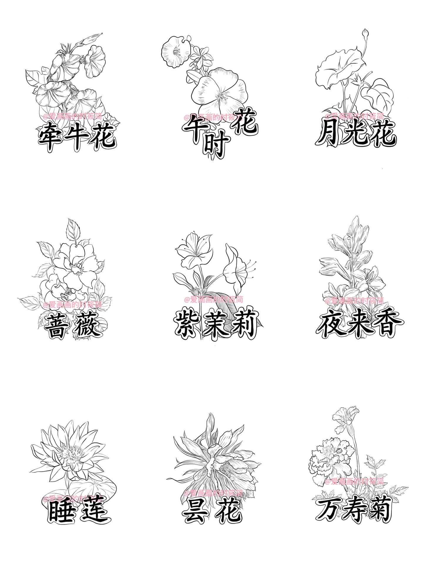 花钟的样子简笔图片